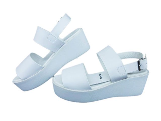 クラネ CLANE サンダル ダブルベルト プラットフォーム フェイクレザー 37 白 ホワイト tt1203
