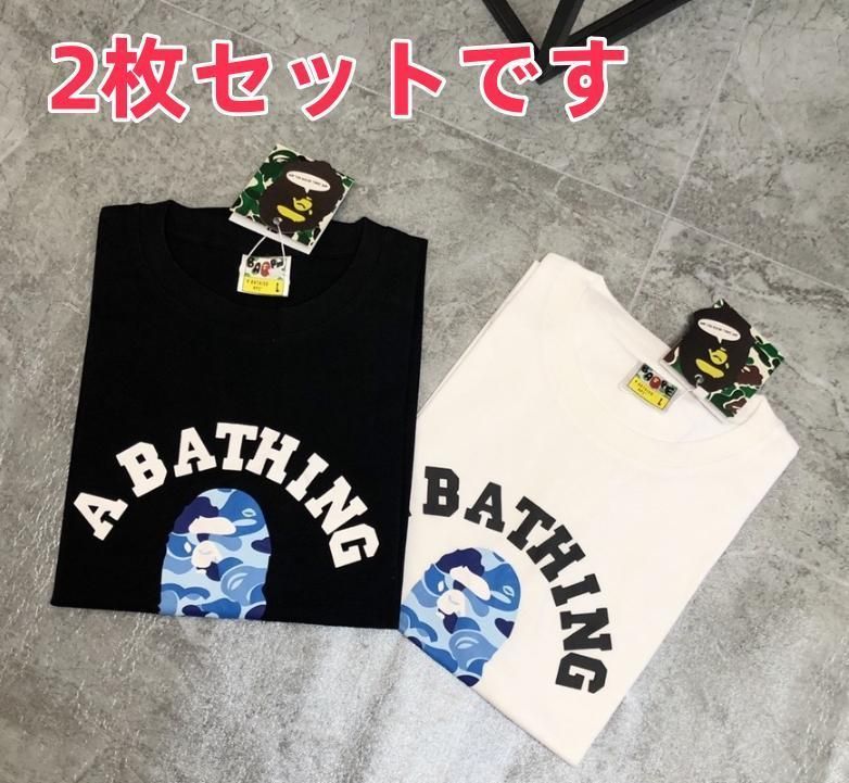 新品未使用 アベイシングエイプABC CAMO COLLEG TEE Tシャツ男女兼用 黑+白 2枚 #101