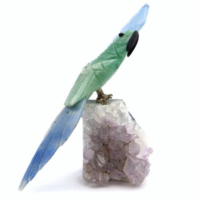 天然石 鳥 置き物 オーナメント 宝石鳥 インコ インド翡翠 ソーダ