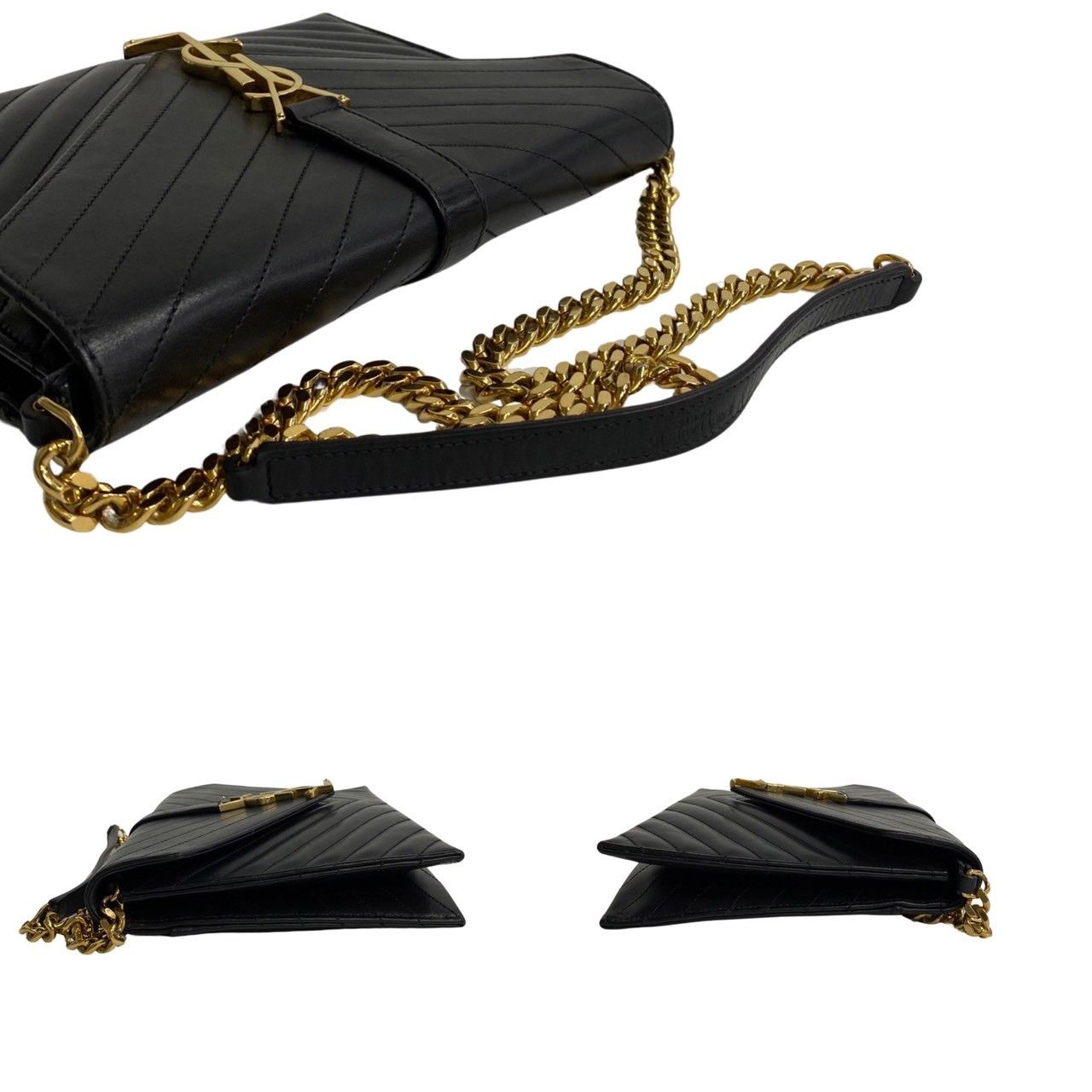 極 美品 SAINT LAURENT PARIS サンローランパリ カサンドラ ロゴ 金具 