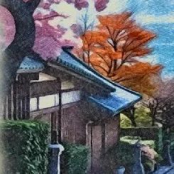 ジブリアート③崖の上のポニョより「坂の上の湊町」額装品 額縁