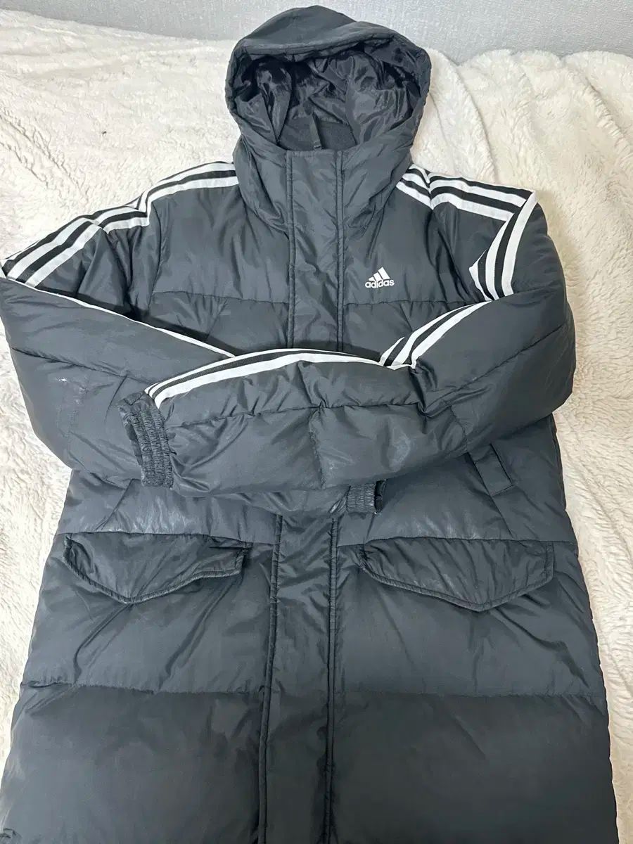 アディダス ダウンジャケット ロング丈 ブラック S