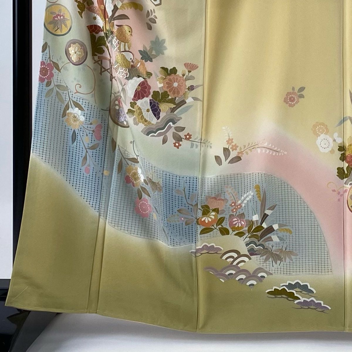 訪問着 身丈163cm 裄丈65.5cm M 袷 落款 鴛鴦 菊 金糸 刺繍 ベージュ 正絹 美品 名品 【中古】 - メルカリ