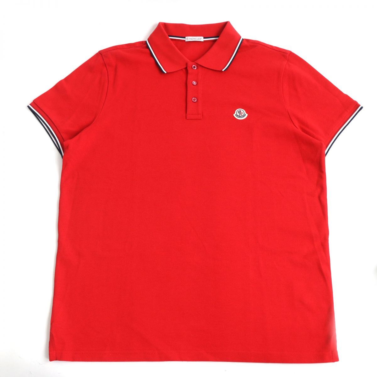 極美品◇MONCLER モンクレール MAGLIA POLO MANICA CORTA ロゴワッペン付き コットン100％ 半袖 ポロシャツ レッド  L 正規品 - メルカリ