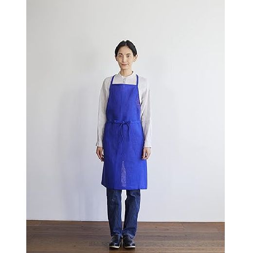 【fog linen work (フォグリネンワーク)】リネンデイリーエプロンイリス (IRIS) W 84 × L 85 cmブルー◆乾きやすくて丈夫！