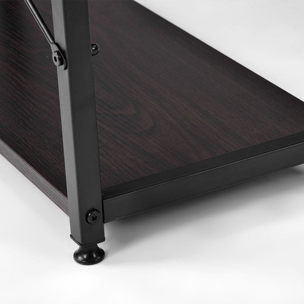 パソコンデスク L字120cm2段ラック付 デスク木製ミシン台 書斎机 ブラウン パソコンデスク L字 120cm 2段シェルフ付 2段ラック付 木製 収納