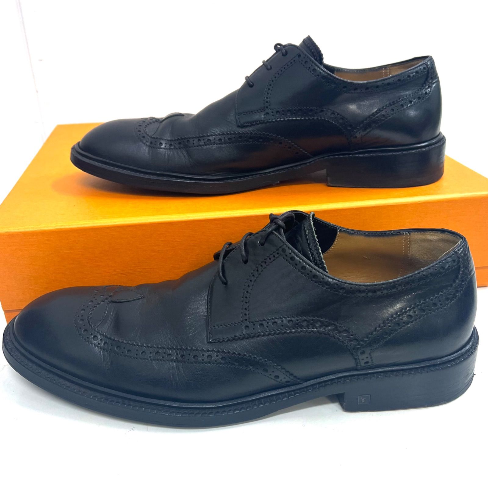 売り切り☆ルイヴィトン 革靴 ウイングチップ 黒 6.5(25.5)ビジネス65255cm相当