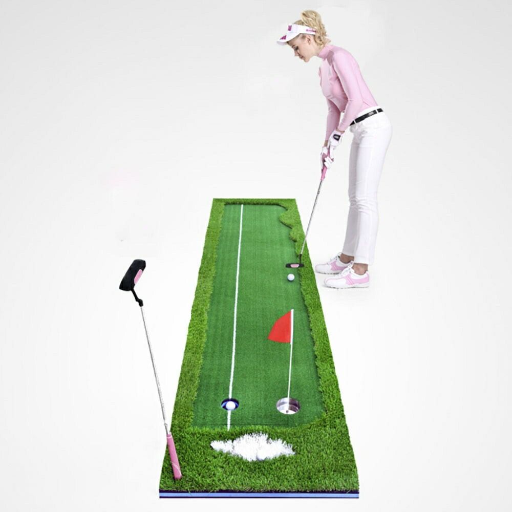 【人気商品】ゴルフ パターマット 旗付き 旗 人工芝生 マット3m パター練習