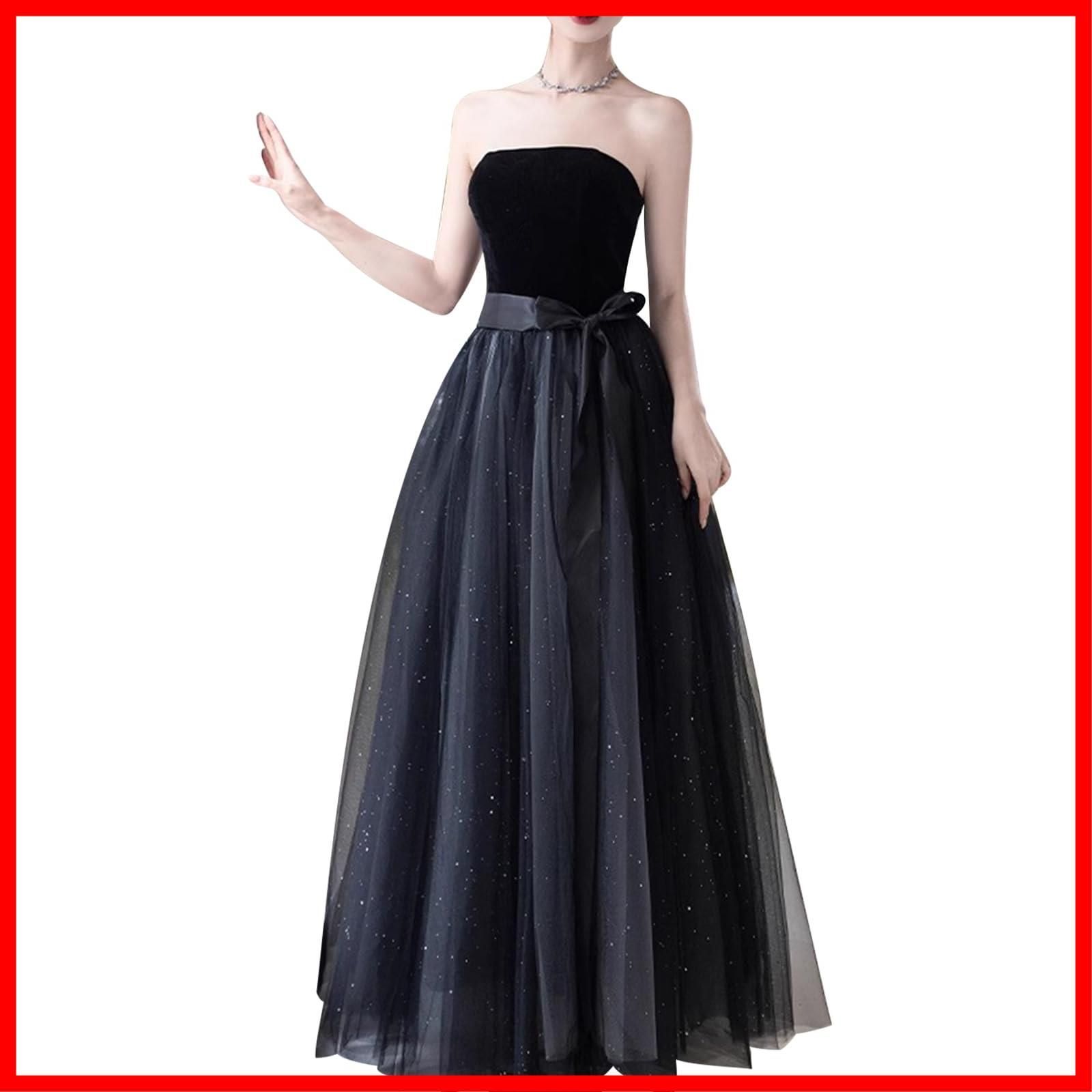 即発送 エレガント デート ファッション イベント 二次会 演奏会 発表会 お呼ばれ マキシ丈 ベルト付き ハイウエスト イブニングドレス ロングドレス フォーマルドレス 肩出し パーティードレス BaiFuFen