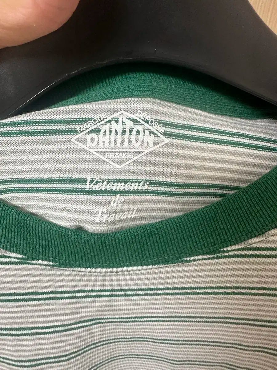  Danton ダントン ロング スリーブ Tシャツ レディース M 緑 x グレー ストライプ 長袖 Tシャツ カットソー