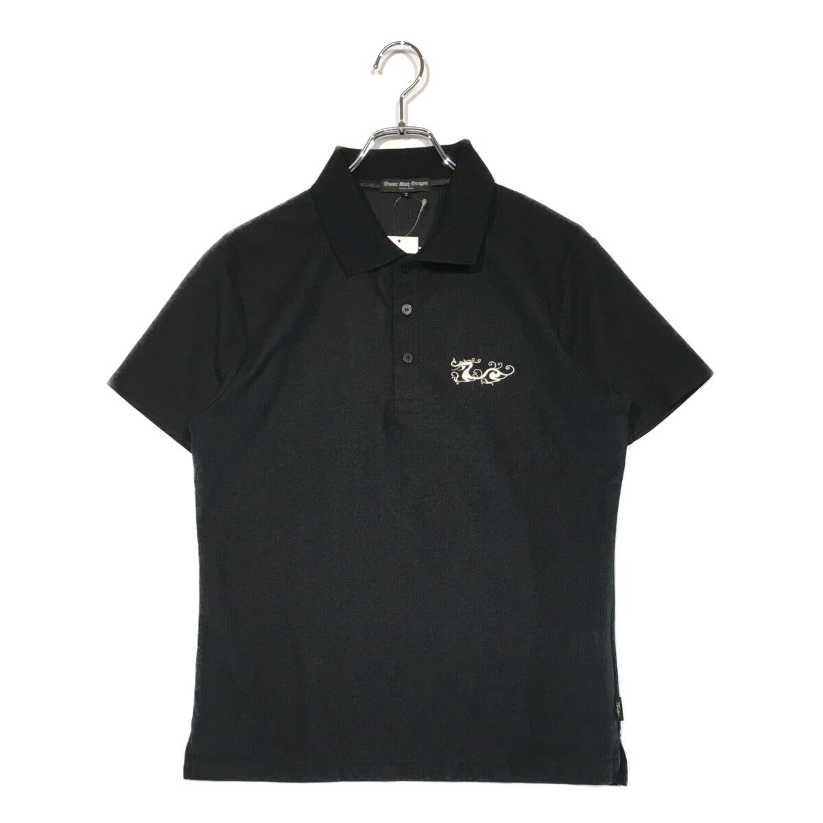 中古 ダンスウィズドラゴン ゴルフ　半袖ポロシャツ 2(M) 黒ブラック ☆特価☆ダンスウィズドラゴン ニット半袖ポロシャツ 黒×白
