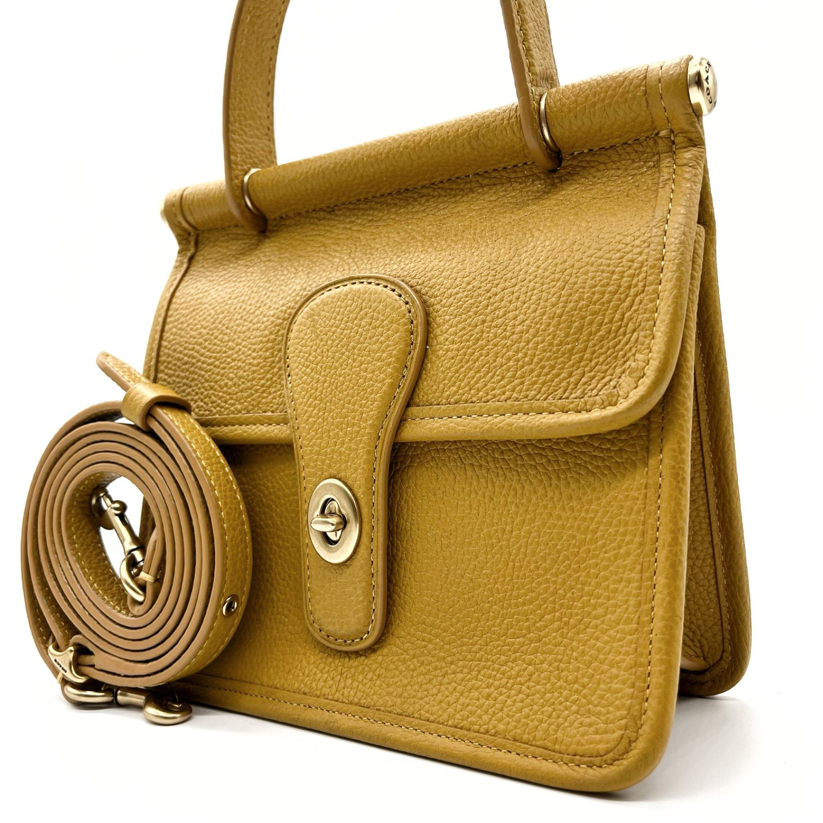 COACH コーチ オールレザー シボ革 ハンドバッグ ゴールド金具