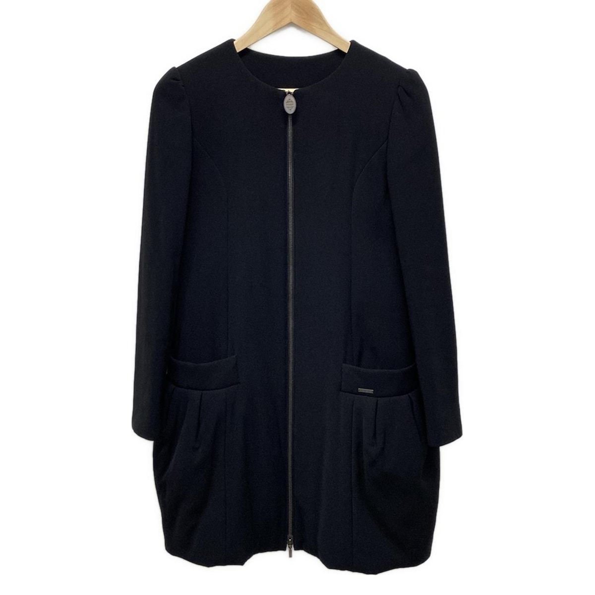 FOXEY NEW YORK フォクシーニューヨーク コート サイズ38 M レディース - 32380 黒 長袖|ジップアップ|中綿|秋|冬