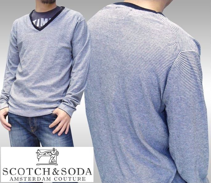 264 【訳あり・アウトレット】 スコッチ&ソーダ スコッチアンドソーダ scotch&soda メンズ 長袖 Vネック ニット セーター ボーダー  ブラック ホワイト トップス カジュアル サーフ セレブ ストリート ヨーロピアン ヴィンテージ - メルカリ