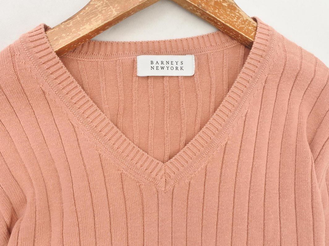 BARNEYS NEW YORK ベージュ ニットセーター フード付き BARNEYS NEW YORK バーニーズ ニューヨーク Vネック リブ 半袖