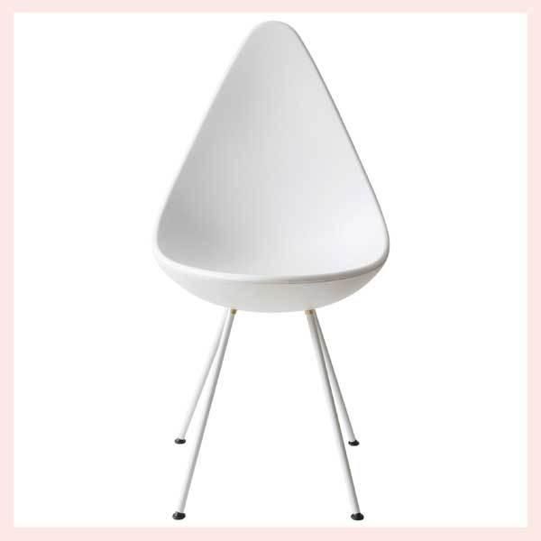 CHAIR　デザインチェア／ホワイト　※シンプル，定番，椅子，いす，カーブ，シリーズ，ドロップ型，簡易，ダイニングチェア，カラー，おしゃれ，丸み，雫型，すっぽり，包み込む，座り
