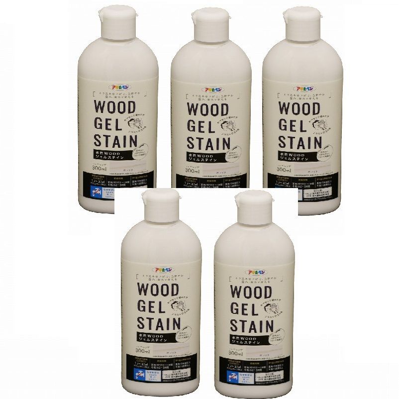 アサヒペン - 水性ＷＯＯＤジェルステイン - ３００ＭＬ - ホワイト 5缶セット【BT-45】