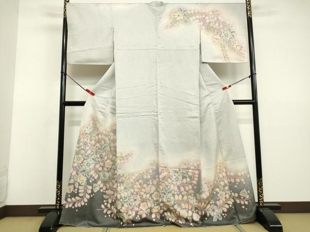 平和屋着物●越後十日町の一流染匠　桐屋・翠山工房　訪問着　絞り　辻が花　暈し染め　金通し地　正絹　逸品　DAAV1518tw 平和屋着物○越後十日町の一流染匠 桐屋・翠山工房 訪問着 絞り 辻が花