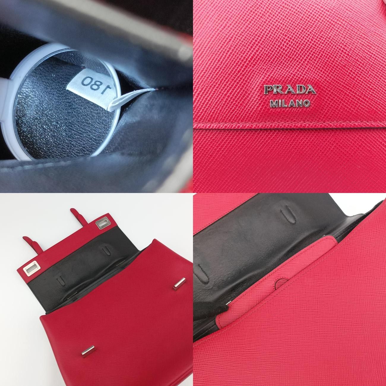 プラダPradaハーフフラップダブルターンロックレッドサフィアーノレザーBN2821180 10