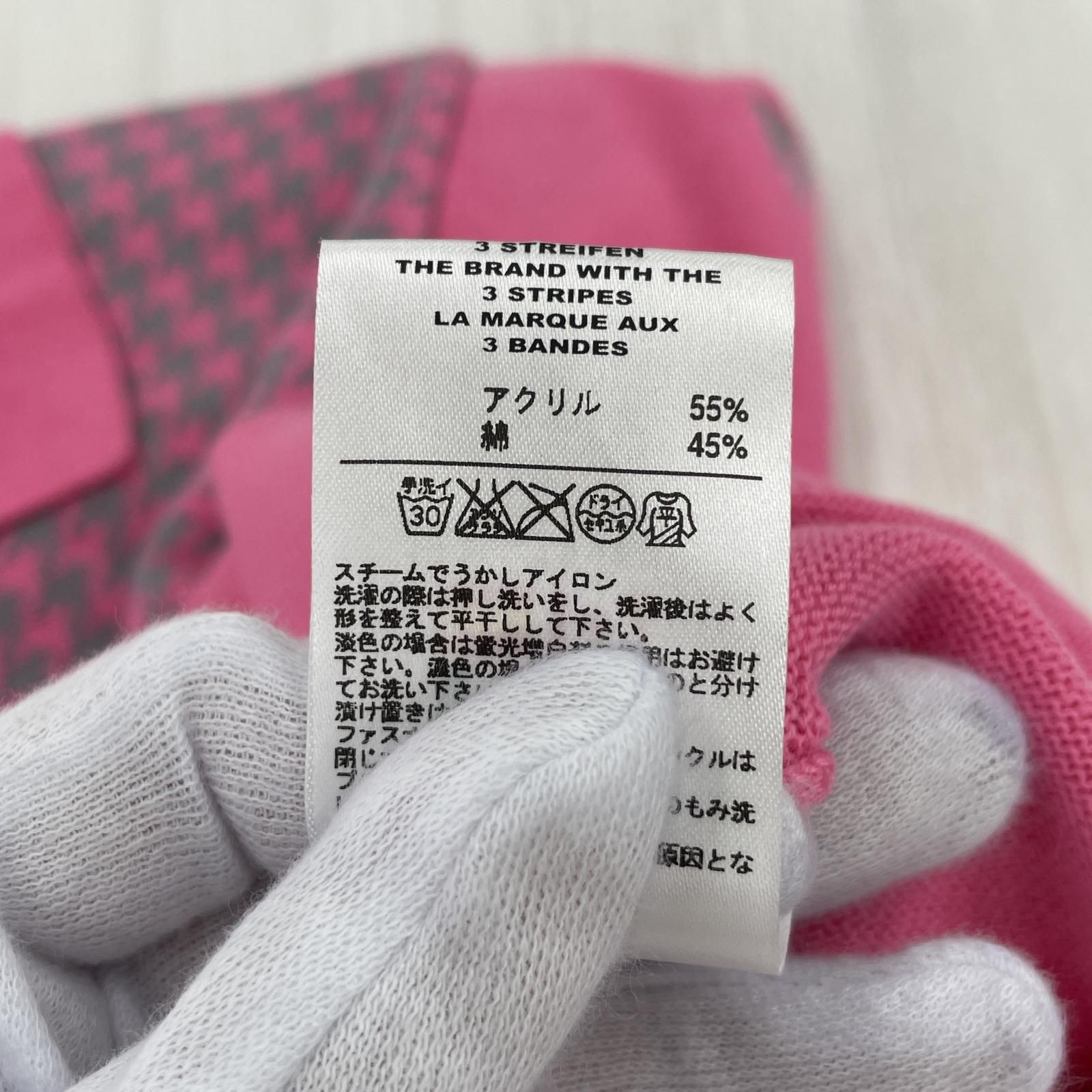 タグ付き 美品 アディダス 千鳥柄 ゴルフ ポロシャツ M ピンク ニット 半袖 adidas アディダス タグ付き 千鳥柄 ゴルフポロシャツ sizeM