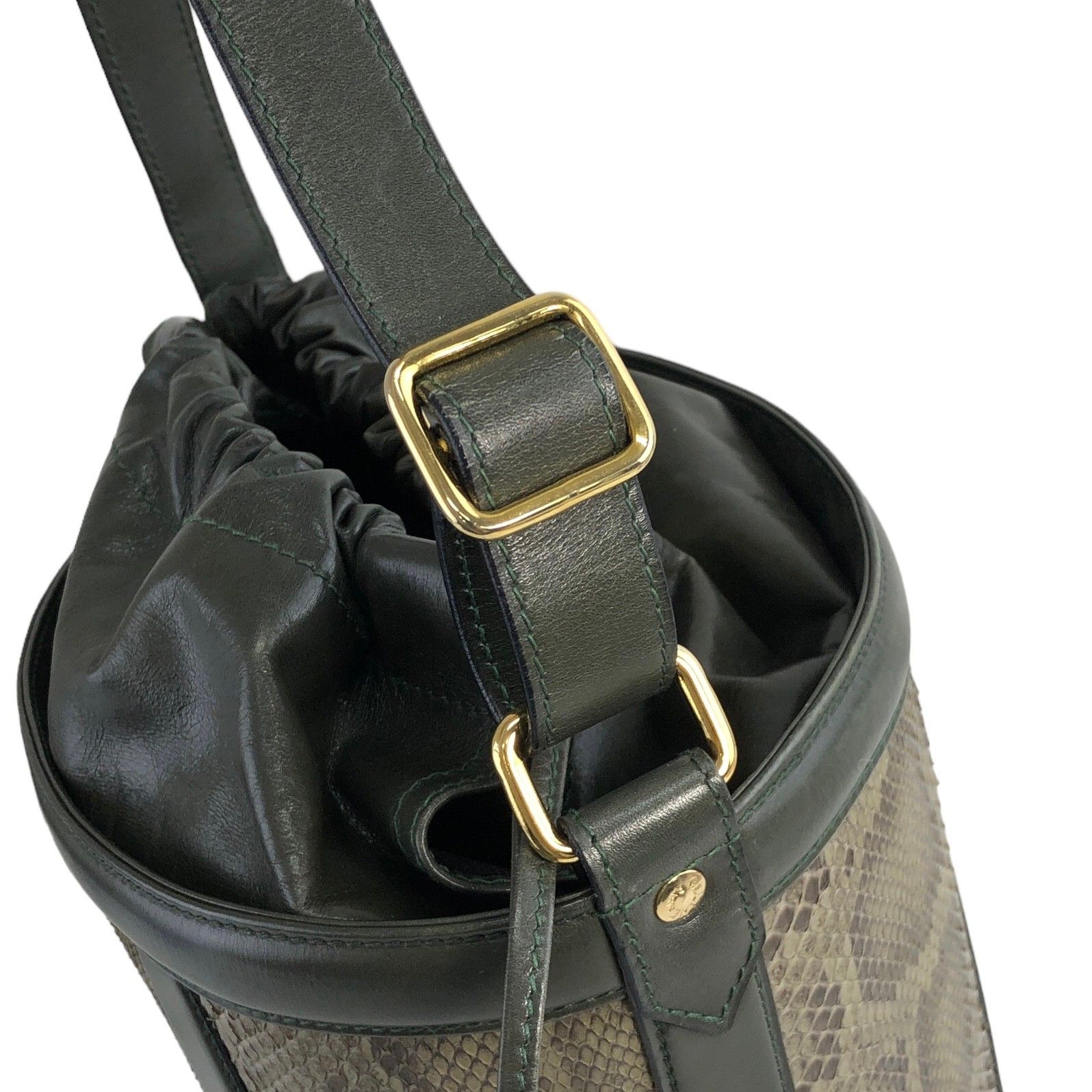 CELINE セリーヌ パイソン ショルダーバッグ ブラウン レザー バケツ 