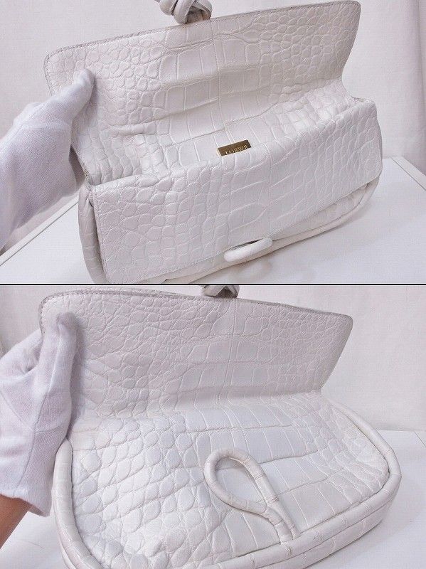 201478】LOEWE ロエベ クラッチバッグ レザー クロコダイル型押し