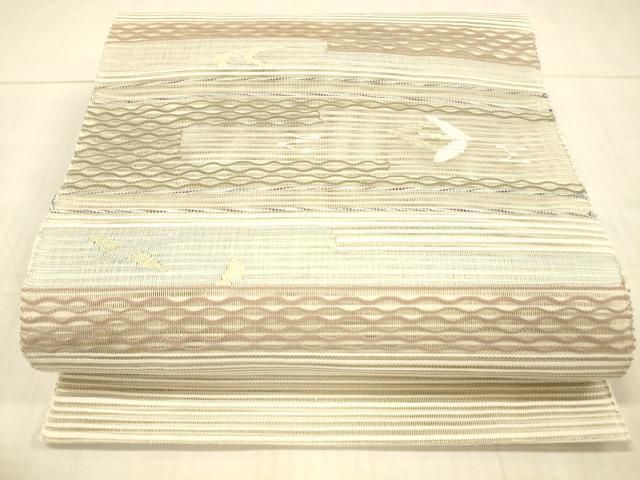 夏物 絽の綴れ織り八寸名古屋帯（抽象文）長３８１　正絹美品 夏物 絽の綴れ織り八寸名古屋帯（抽象文）長381 正絹美品