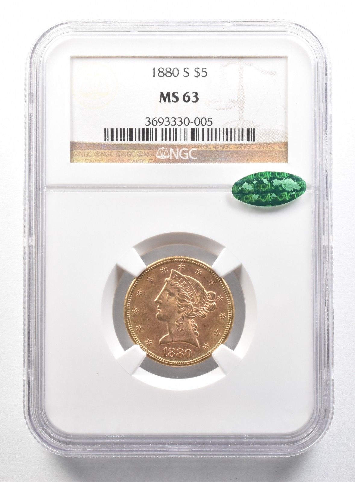 1880S $5 リバティヘッド ゴールド ハーフイーグル MS63 NGC CAC *0340