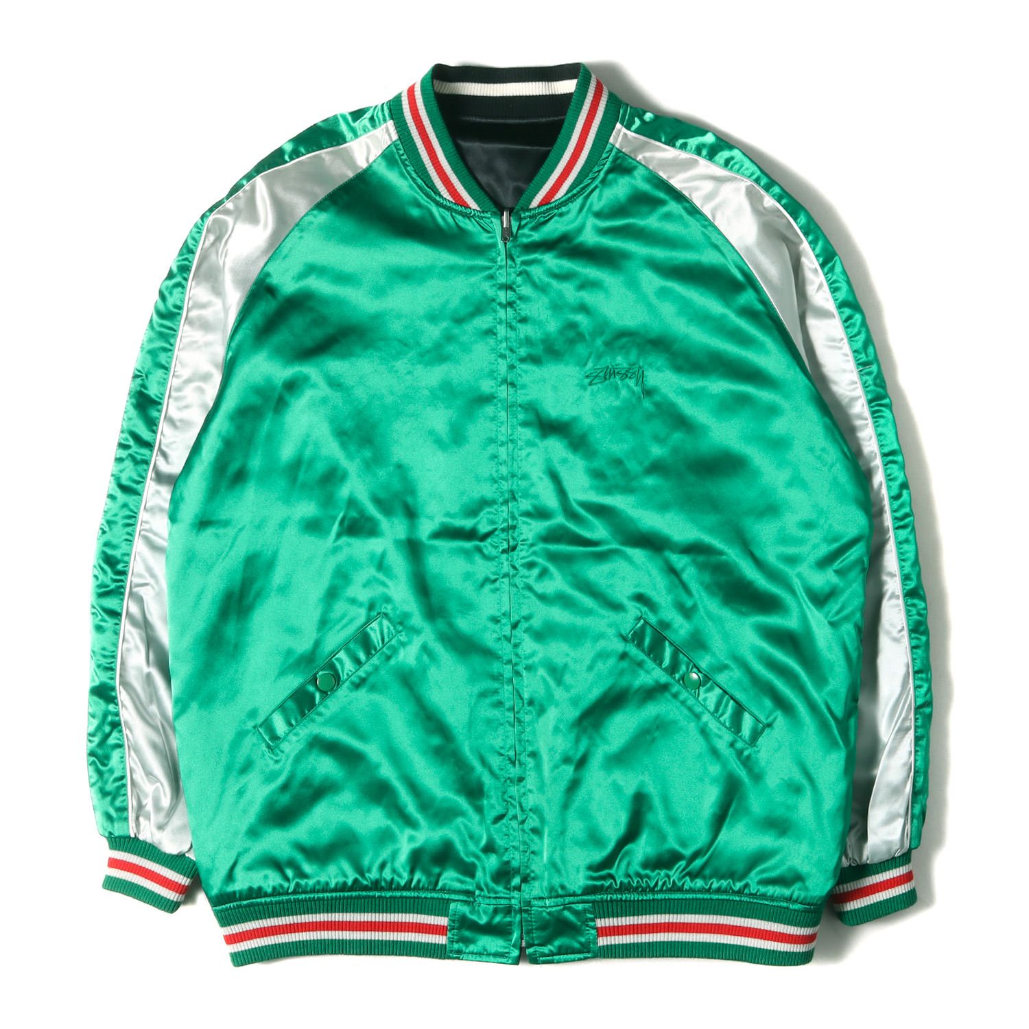 STUSSY ステューシー ジャケット サイズ:XL 00s ライオン&ドラゴン リバーシブル サテンスカジャン ブラック グリーン 00年代  アーカイブ アウター ブルゾン ジャンパー【メンズ】 - メルカリ