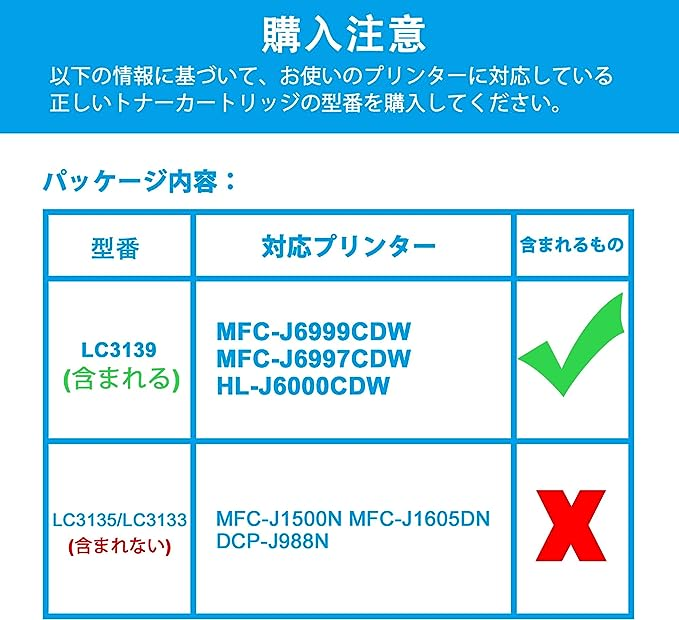 2ブラック シアン マゼンタ イエロー LCL Brother用 ブラザー用 LC3139