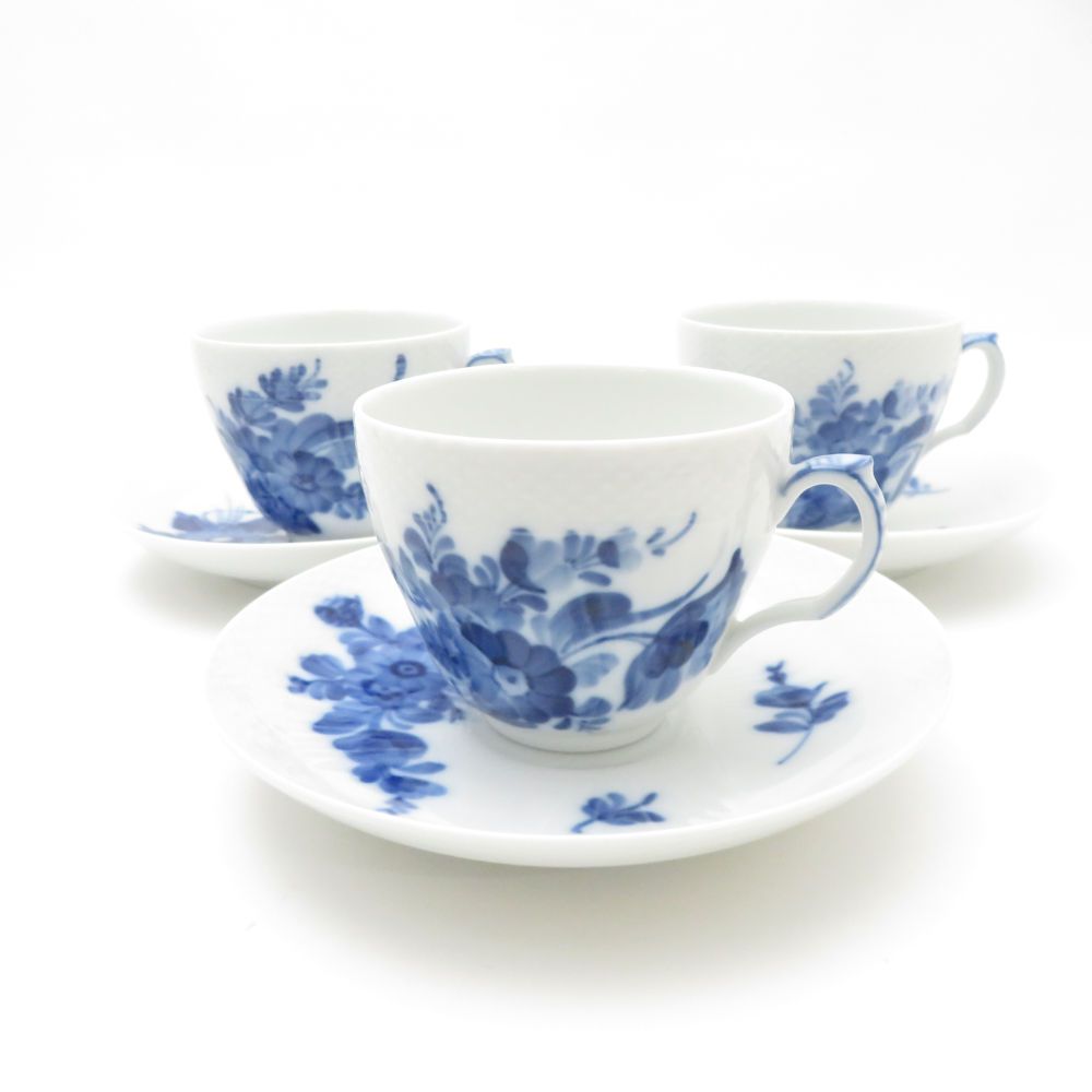 ROYAL COPENHAGEN ロイヤルコペンハーゲン ブルーフラワーカーブ コーヒーカップ＆ソーサー 3客 セット SM4613F2