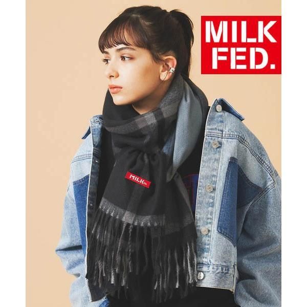 マフラー ストール レディース ミルクフェド MILKFED BAR LOGO PLAID