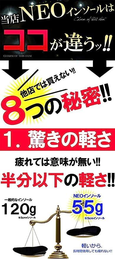 02メンズ【1.5cm】 ブラック NEOインソール ネオインソール 軽量 5mm単位で高さが選べる シークレットインソール 中敷き シークレット  インソール メンズ 1.5cm 男性用 inso1_5-va1 ::86842