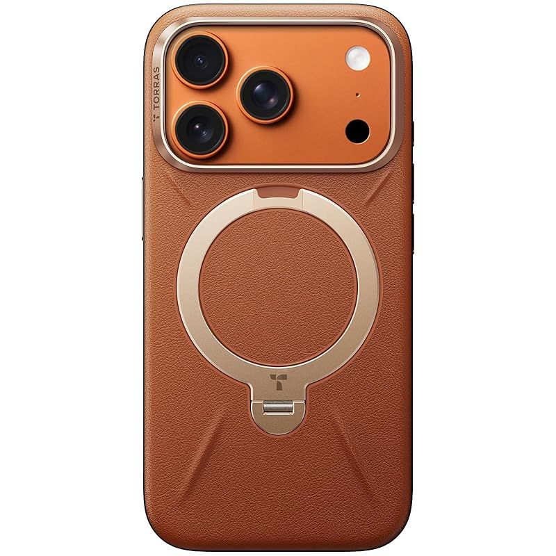 TORRAS iPhone 17 Pro 用 ケース 新感覚レザー スキンタッチ Ostand Q3 レザートーン MagSafe対応 リング スタンド 360°定点回転 縦横両対応 マグネット搭載 革 カメラコントロールボタン 米軍規格 耐衝撃 指紋防止 ア