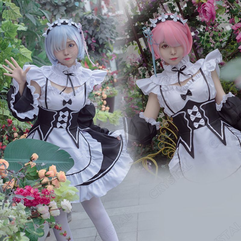 コスプレ メイド服 Re ０から始まる異世界生活 ラム レム コスチューム レディース 萌え アニメ 仮装 かわいい 女性 オリジナルコスプレ S～XXXL ウイッグ付き