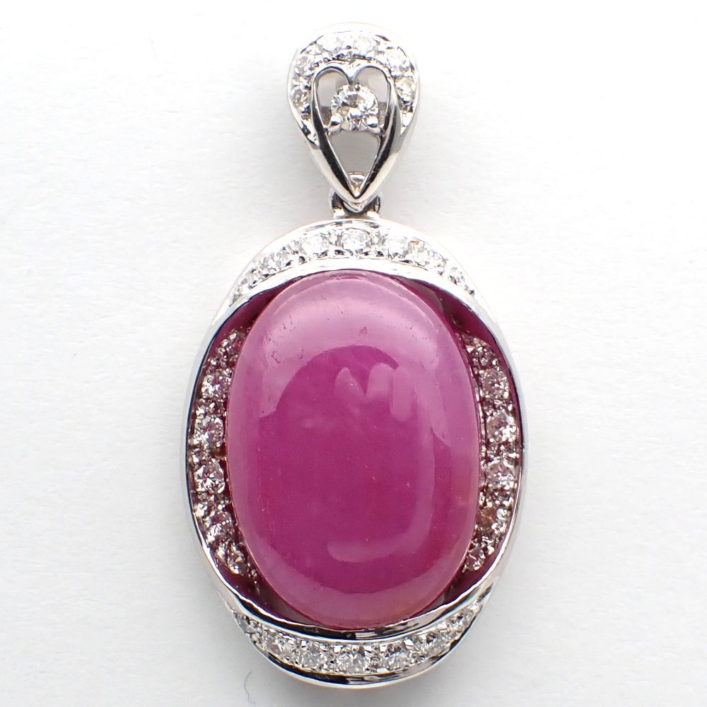 Pt900 プラチナ スターサファイア 24.42ct ダイヤモンド 0.48ct/0.12ct 