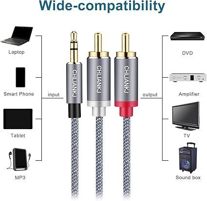 【在庫処分】CHLIANKJ 3.5mm ステレオミニプラグ to 2RCA 変換 ステレオオーディオケーブル、金メッキコネクタ オス to 2*オス Y スプリッタオーディオAUXケーブル、スマホ タブレット TV 等に対応 (0 to 3.5mm 2RCA AUX 2*Male 変換ケーブルでこれが最高音質