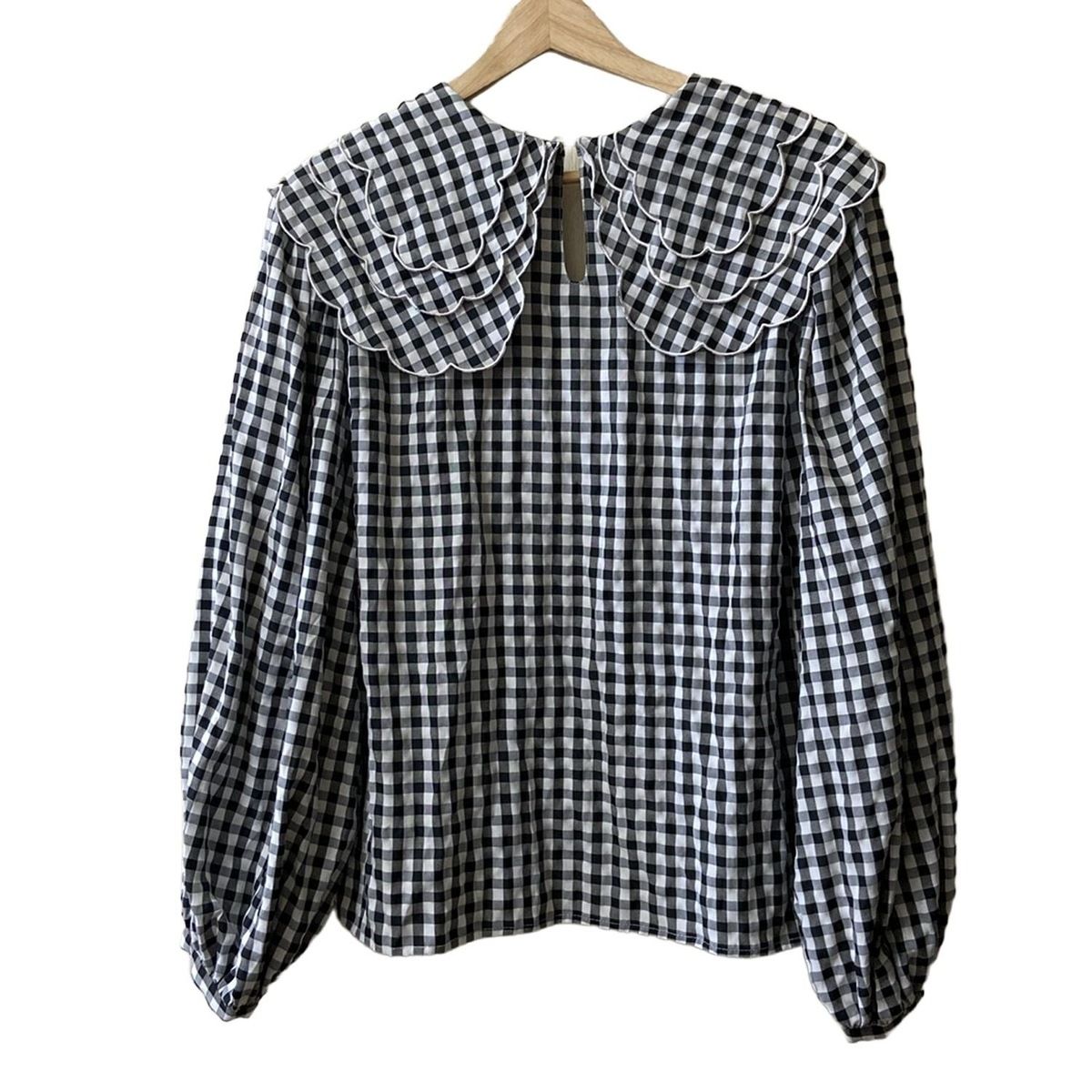 J.N.Hearts ジェイエヌハーツ 長袖カットソー サイズF レディース - 白×黒 Vネック チェック柄