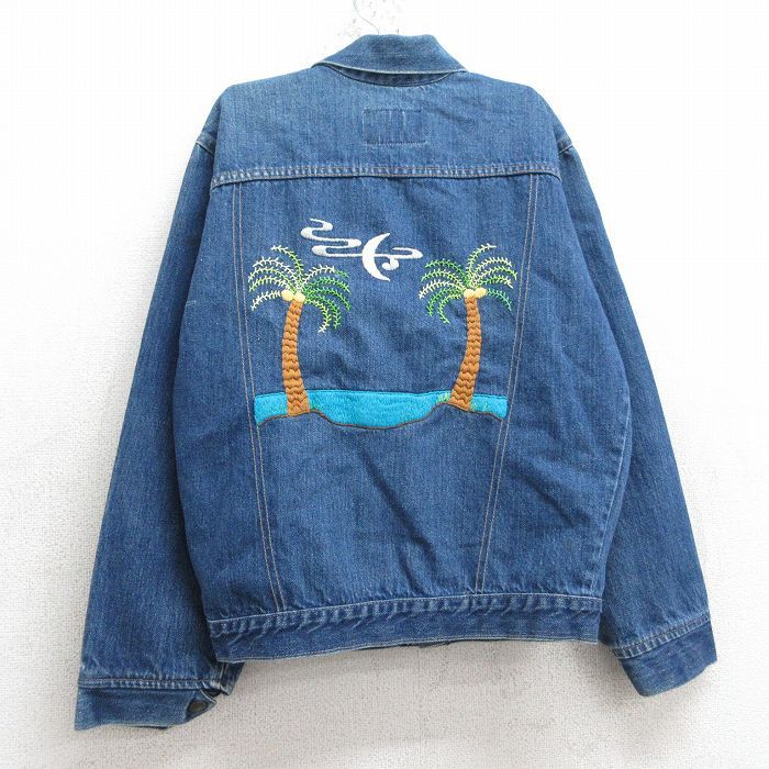 古着 リーバイス Levis 70705 長袖 ジージャン キッズ ボーイズ 子供服 90s ヤシの木 花 刺繍 紺 ネイビー デニム spe 25mar03
