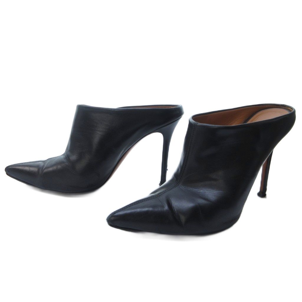 セリーヌ CELINE フィービー期 ポインテッドトゥ ミュール サンダル ハイヒール 黒 ブラック 約22.5cm IBO81