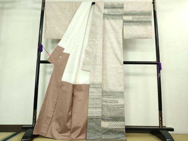 平和屋着物 上 訪問着 ぜんまい紬 七宝文 DZAA9184kh5