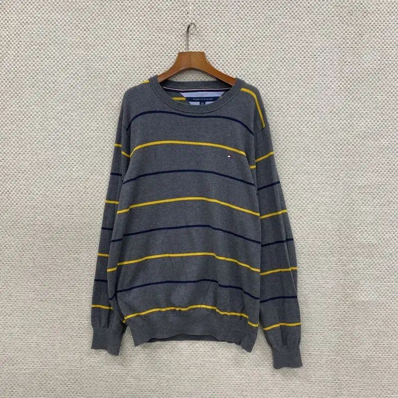 【雷市場（ポンジャン）商品韓国直送】 Tommy Hilfiger(トミーヒルフィガー) カジュアル ピマコットン ストライプ ニット セーター 105 S05730