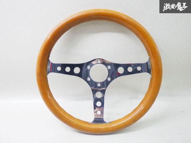 【送料無料】NISMO ウッドステアリング エアバッグ無し 35cm 古い 昔 90年代 木目 高級車 中古 オブジェ 飾りに 送料無料 MOMO形状対応 ステアリング 黒×革 33.5Φ 335mm