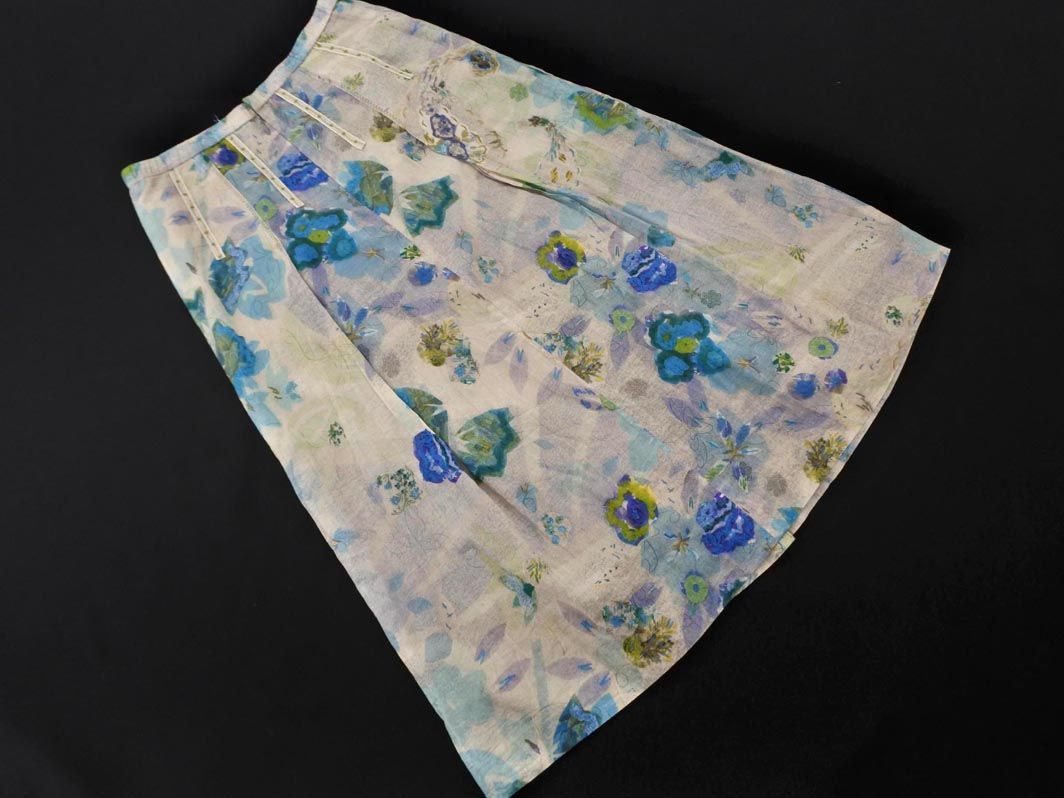 Chamois Depo シャミーデポ 花柄 スカート size42/ベージュx青  