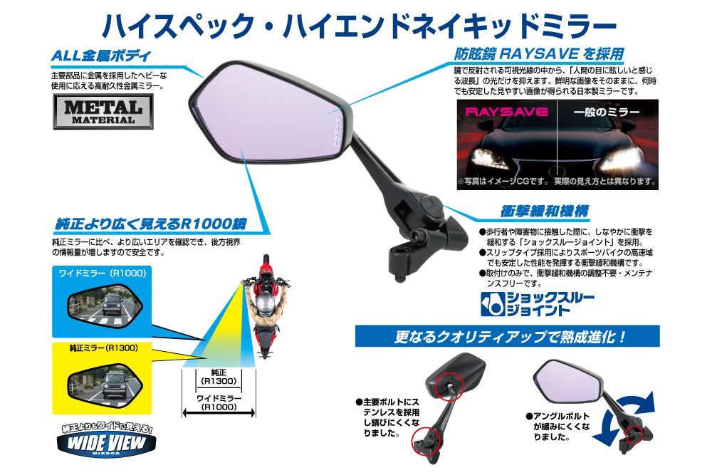 左右共通セット売り】タナックス ナポレオン シャークミラー6 NA-013