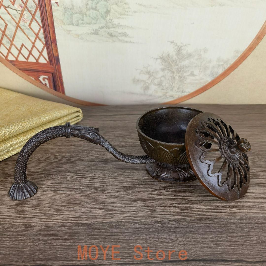 銅 細工 透かし彫り蓮華香炉 室内アロマ炉 茶道具 香道具 装飾品 工芸品 置物 銅 細工 香炉 蓮華薫香炉 盤香炉 茶室焚香炉 茶道具 香道具 工芸