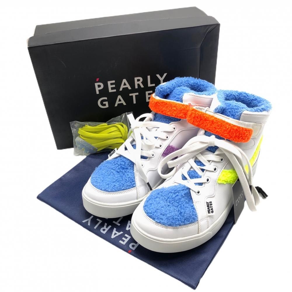 新品】パーリーゲイツ ミドルカットゴルフシューズ 白×ライトブルー