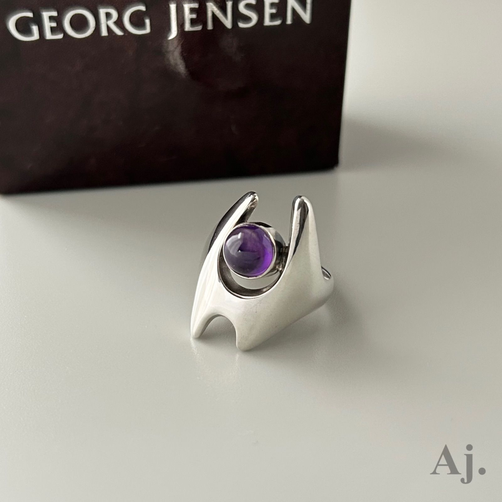 ジョージジェンセン 激レア 139 アメジスト ヘニングコッペル 指輪 リング ヴィンテージ AG925 約19.5～20号 Georg Jensen  - メルカリ