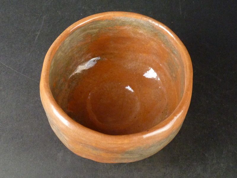 茶道具 茶碗 古門堂焼  岡崎信光造 清宮】岡崎信光「古門堂焼 茶碗」共箱 幅 約12cm 高さ 約8.5cm