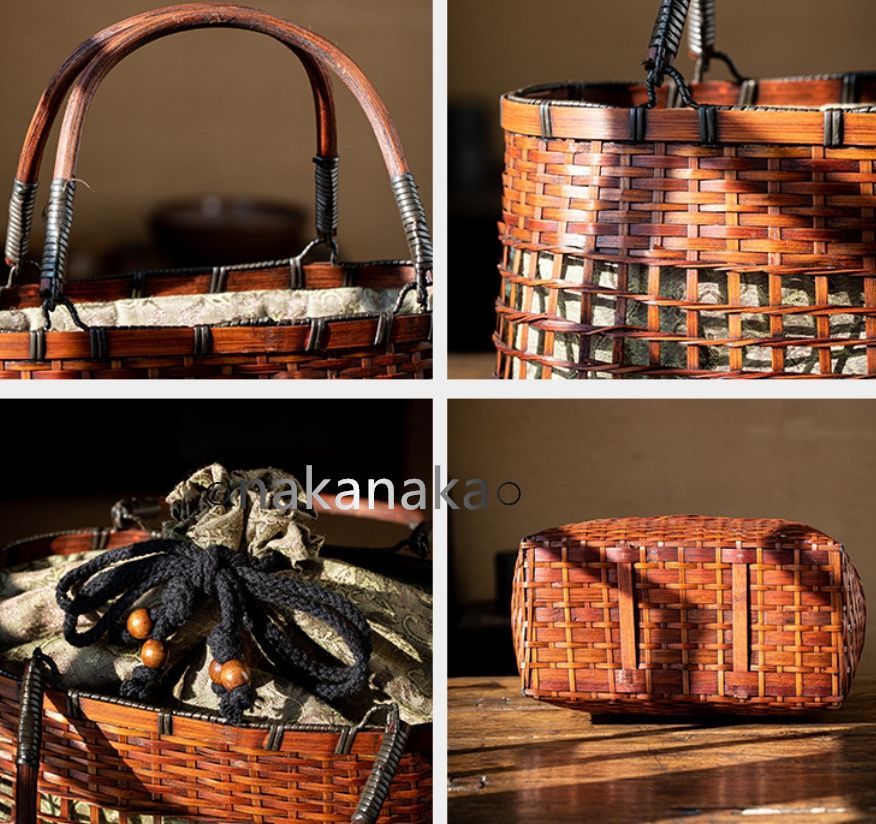 大型】竹かごバッグ 竹籠バッグ 竹細工 竹編みカゴ 買物かご かご